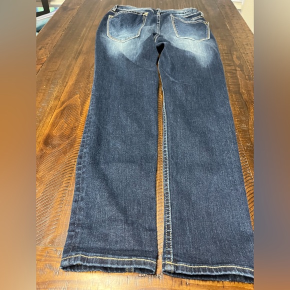 Vigoss Thompson Tomboy Fit Ankle Denim Jeans Low Waist Rise Distressed Dark Wash - Picture 10 of 13